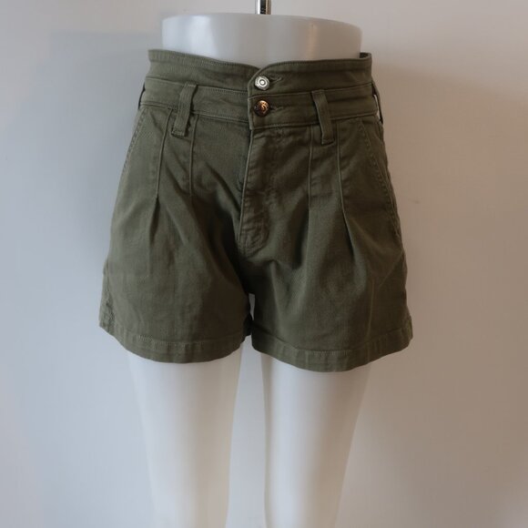 Womens Veronica Beard Jeans Green Front Pleat Shorts 27 - Picture 1 of 4